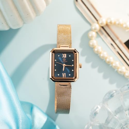 Image of Carlton London Women Brixton Analog Watch, Rectangle Dial, Stainless Steel Mesh Strap, Quartz Movement, 30M Water Resistant, Casual Wear