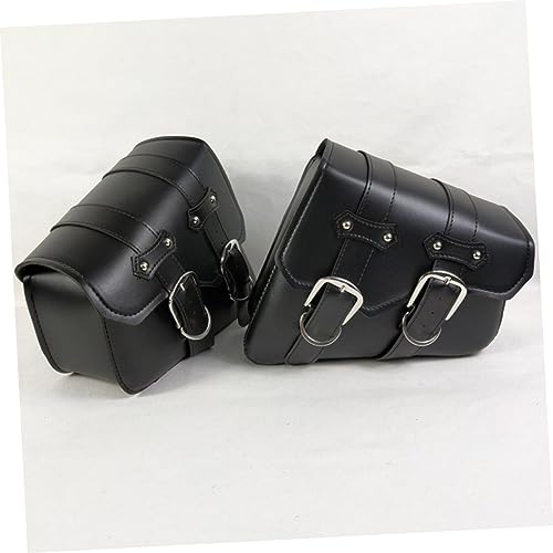 Alforjas para motocicleta PU negras resistentes al agua, diseño práctico y moderno miniatura 4