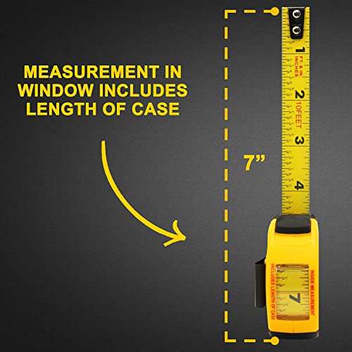 Image of Perfect Measuring Tape - Window Tape Measure - 10 ft Steel - Easy-Read Fractional Tape Measure with Feet & Inches - Great for Measuring Windows, Doors, & Cabinets - Inside & Outside Measurements