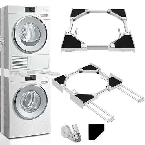 Washer and Dryer Stacking Kit - Universal Stacking Kit with Pull-Out Drying Rack for Laundry Room - Adjustable 24' - 29' - Space-Saving
