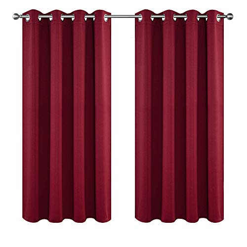 Cucraf Christmas Blackout Grommet Curtains Thermal Insulated Window Curtains For Bedroom,Light Blocking Drapes For Living Room,Set Of 2 Panels (52 X 63 Inch, Maroon Red) #TOP7
