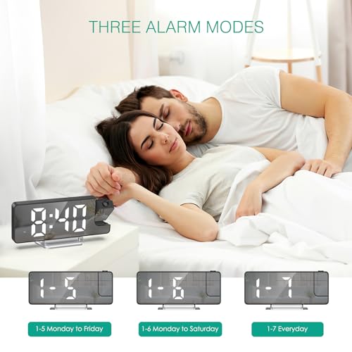 ORIA Projection Alarm Clock, 7.9'' Digital Alarm Clock with 180° Rotatable Projector, LED Alarm Clock with Temperature, 4-Level Dimmer, 12/24H, Snooze, for Home, Bedroom Ceiling, Living Room by ORIA - Image 5