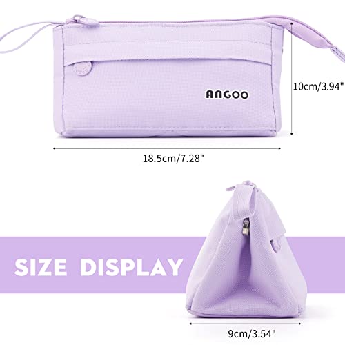 Angoobaby Large Capacity Pencil Case Durable Pen Pouch Portable Pencil Bag With Handle For School Teen Girl Boy Men Women Adults Purple #TOP1