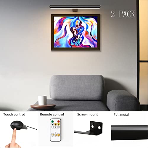 Image of 2Pack Wireless Picture Lights with Remote,Battery Operated,16.5'' Painting Lights for Art Picture Full Metal with Dimmable Timer, Magnetic Attached Display Light for Dartboard Gallery