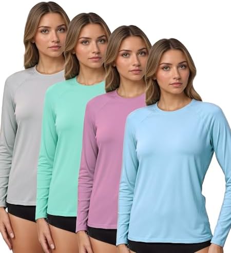 Kinglaman 4 Pack Rash Guard for Women UPF 50+ SPF UV Sun Protecti...