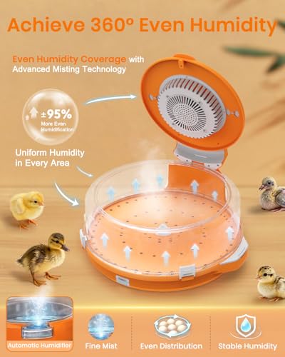 Incubators for Hatching Eggs,15 Egg Incubator with Automatic Egg Turner,Temperature & Humidity Control，Egg Candler,Incubators with 2 Trays, 360° Viewing for Hatching Chicken Duck Goose Quail Bird - Thumbnail 2