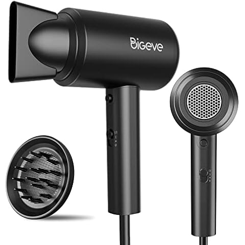 Ionic Hair Dryer with Powerful AC Motor,2000W Professional Hair Dryer with Diffuser and Nozzles,Fast Drying Blow Dryer with Diffuser for Curly Hair Cover