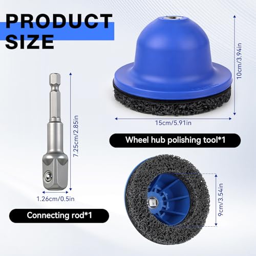 Radnabenschleifer, Innen-Ø 90mm Außen-Ø 150mm, Kugelkopfschleifer für Anhängerkupplung, mit 1/2\-Antrieb, Radnabenreiniger Kfz für Reifenwechsel Felgenreinigung Rostentfernungm Verschmutzungen