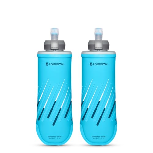 HydraPak SoftFlask Speed 500ml 2-Pack - Compressible Soft Flask Water Bottle for Hydration Vests and Running Packs with Easy Open Cap (500ml/17oz)