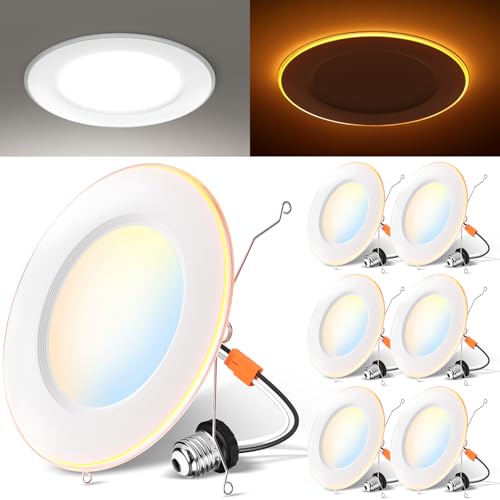 LVWIT 6 Inch LED Recessed Lights with Night Light, Dimmable
