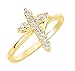 CloseoutWarehouse Cubic Zirconia Cross Ring Sterling Silver (Color Options, Sizes 3-15)