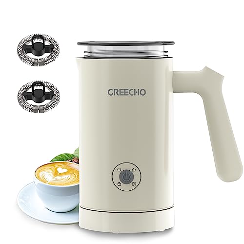 Milk Frother and Steamer, GREECHO 4 IN 1 Electric Milk Frother, 10.2oz/300ml Automatic Warm & Cold Milk Foamer for Coffee, Latte, Cappuccinos, Macchiato, Silent Operation & Automatic Shut-off, White Milk Frother and Steamer, GREECHO 4 IN 1 Electric Milk Frother, 10.2oz/300ml Automatic Warm & Cold Milk Foamer for Coffee, Latte, Cappuccinos, Macchiato, Silent Operation & Automatic Shut-off, White