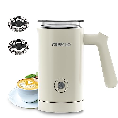 Milk Frother and Steamer, GREECHO 4 IN 1 Electric Milk Frother, 10.2oz/300ml Automatic Warm & Cold Milk Foamer for Coffee,...