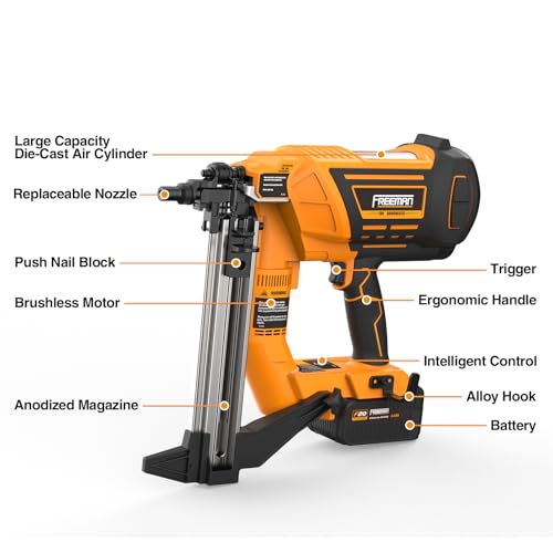Freeman 20V Cordless Brushless 1-1/2" Concrete Strip Pin Nailer Kit | 4.0Ah Li-Ion Battery, Charger & Case | 750 Shots/Charge Concrete Nail Gun for Metal & Wood Framing | PE20VCSPN40 by Freeman - Image 3