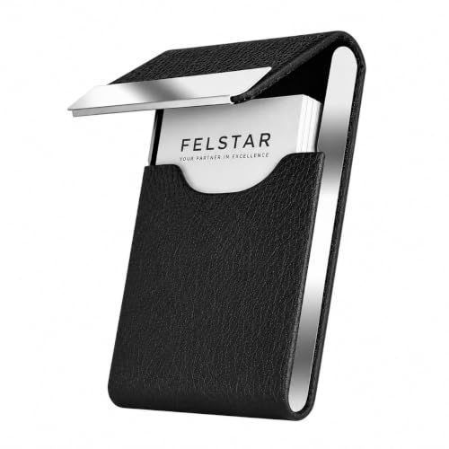 Image of Felstar Customised /Personlised Name Engraved Pu Leather & Metal Unisex RFID Blocking Business Visiting Wallet Card Holder for Men & Women /Gift Your Loved Once on Any Occasion (S Black New)