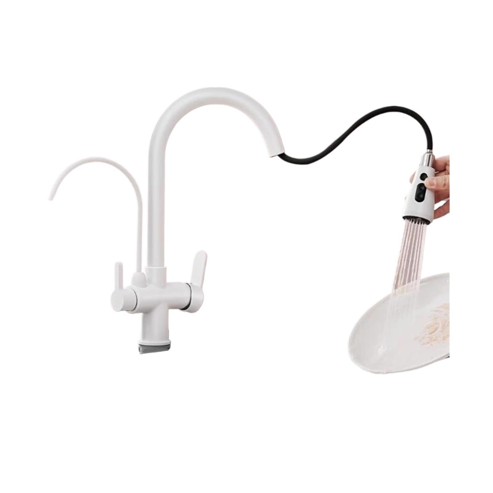 Eamrfvqt One Color Brass 3-Way Kitchen Tap With Pull Out Spray