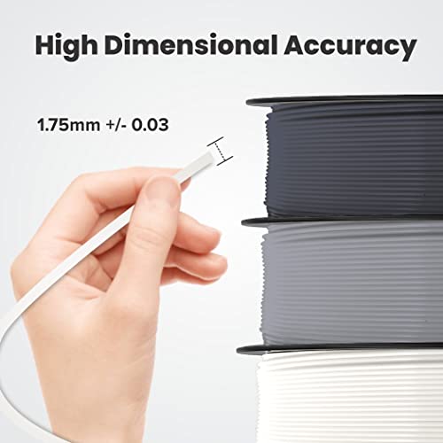 Image of 3Idea Premium PLA 1.75mm 3D Printer Filament Bundle | Dimensional Accuracy + /- 0.03mm (3KG Total, 1KG /Spool) | 3 Colors Combo (Black, White, Grey)