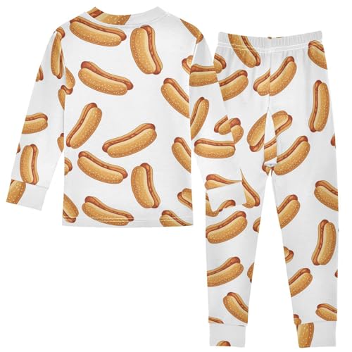 Pajama Sets Long Sleeve Hot Dog Bread Pattern Soft Comfy Sleepwear 2 Piece PJS 3-8T3