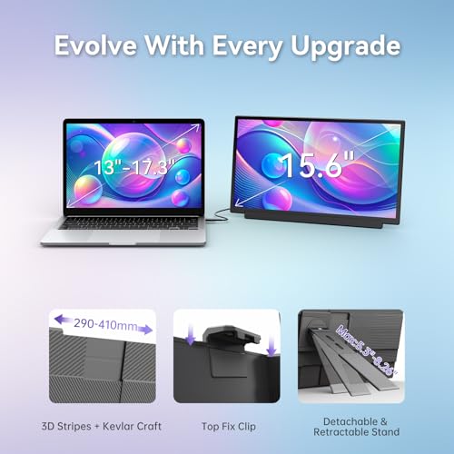 Image of Teamgee 15.6 inch Laptop Screen Extender with PC /Mobile Mode Switch, 3-in-1 Portable Monitor for Office & Travel, Anti-Fingerprint Kevlar Back, Universal Fit for Laptops & Multi Systems