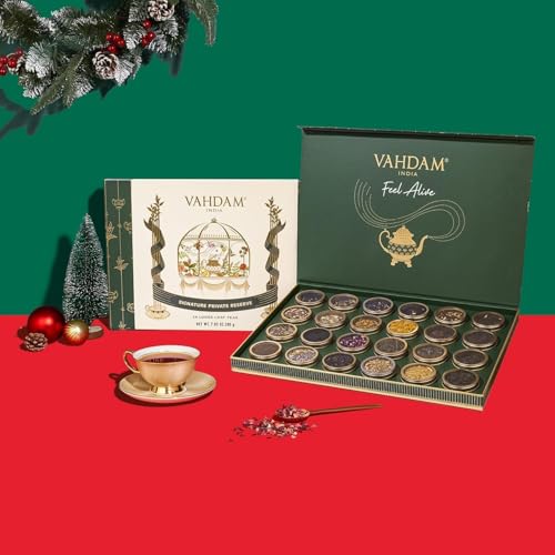 VAHDAM, Luxury Tea Gift Set | 24 Unique Loose Leaf Teas in Tin Caddies - Premium Tea Gift Box |Gluten Free & Non GMO | Gifts for Women, Men & Adults