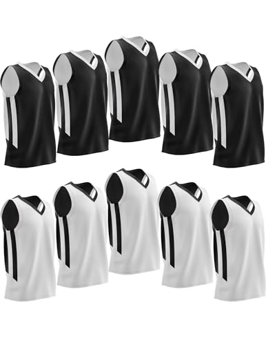[10 Pack] Reversible Mens Mesh Performance Athletic Basketball Jerseys - Adult Team Sports Bulk...