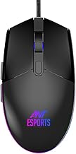 Ant Esports GM60 Wired Gaming Mouse, 3200 DPI Adjustable Optical Sensor, 6 Programmable Buttons, Multicolour LED Lighting,...