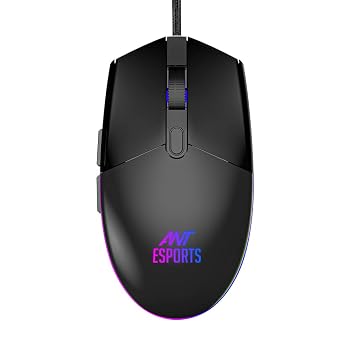 Ant Esports GM60 Wired Gaming Mouse, 3200 DPI Adjustable Optical Sensor, 6 Programmable Buttons, Multicolour LED Lighting, Ergonomic Design, USB Wired Mouse for PC/Laptop, Precision Gamer Mouse