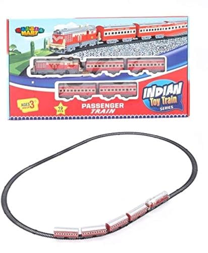 Image of Centy Toys Plastic Indian Passenger Train With Coaches & Railway Track, Pack Of 19, Multicolour