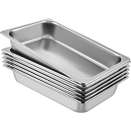 Comparison: Best Stainless Restaurant Pans 11 VEVOR Hotel Pans Full Size 4-Inch Deep, Steam Table Pan 6 Pack,0.8mm Thick Stainless Steel Anti Jam Steam Table Pan for Home, Party, Restaurant, Hotel, Buffet