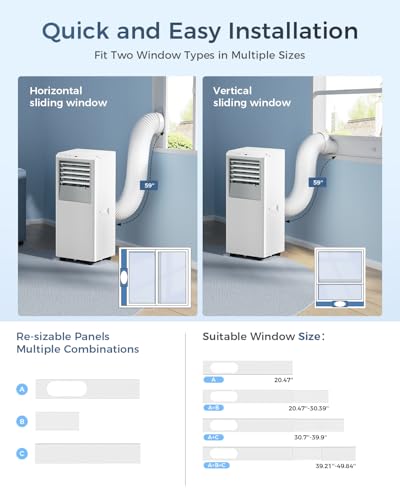 Image of Energlow 8000 BTU Portable Air Conditioner, 5-in-1 Cools 350 Sq.Ft, Quiet AC Unit with Fan & Dehumidifier, LED Display, Remote, 24H Timer, Window Kit, for Bedroom /Office /Dorms /Apartment
