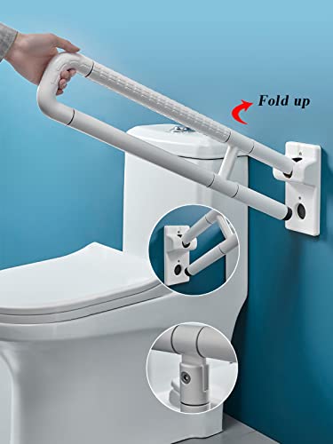 Mango plegable de acero inoxidable para baño, plegable, antideslizante, acero inoxidable, para personas mayores y discapacitados, color blanco (70 cm)