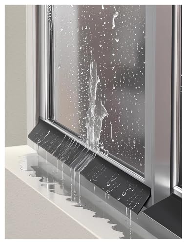 Barrière d'étanchéité en caoutchouc for rebord de fenêtre, protection anti-pluie pliable, déflecteur de pluie universel for portes, fenêtres coulissantes et à battants(100x5.5cm/39.4x2.2in)