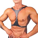 TARZNGGLOP Harness Belt Costume for Men, Men's Leather Body Chest Sexy Body Harness Belt Restraints Adjustable Buckle Clothes Outfits, Nightclub Cosplay Clubwear #6, Black
