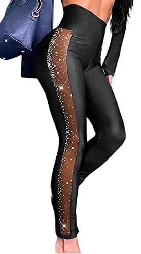 Image of Women's Sexy See Through Sheer Mesh Pants Leggings High Waist Casual Sweatpants Tights