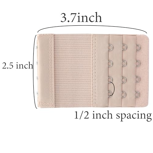 SAMGU Bra Extenders 4 Hooks Women's Soft Stretchy Bra Extension Strap, 3 Pieces3