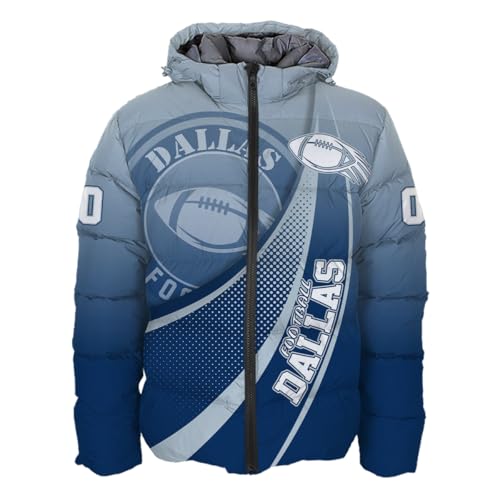 Men Football Custom Name Number Logo Front Back Puffer Coat Lightweight Hooded Insulated Winter Windproof Down Jacket
