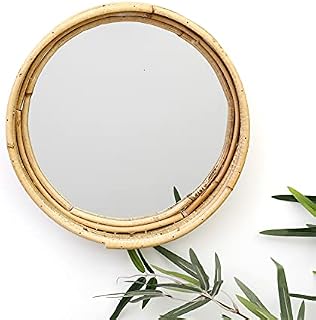 Annibells Round Retro Rattan Mirror Bamboo Wicker Cane Willow Large Boho Wall Mirror 29cm