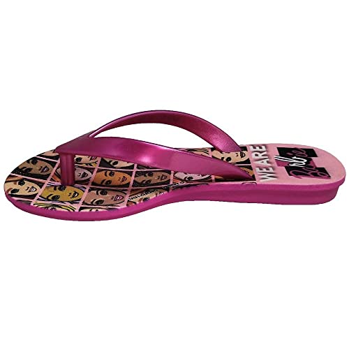 Chinelo Barbie Faces, Grendene Kids, Criança Unissex, Rosa/Rosa Metalizado, 29