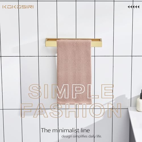 Image of KOKOSIRI Towel Bar Brushed Gold Hand Towel Holder 12 Inch Kitchen Towel Hanger Rack Stainless Steel Bathroom Hardware Wall Mounted, 1 Pack B4008BG-L12