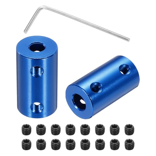 QUARKZMAN Starre Schraubenkupplung 4mm auf 4mm Wellenkupplung L25mm x D14mm Stahl Gelenkverbinder Kupplung Set für 3D-Drucker DIY Encoder mit 16 Schrauben Sechskantschlüssel, 4 Stück