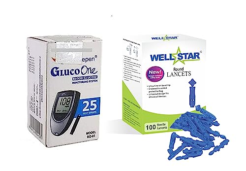 Image of WELLSTAR 100 Round Glucometer Lancets with DR.MOREPEN BG-03 Test Strips