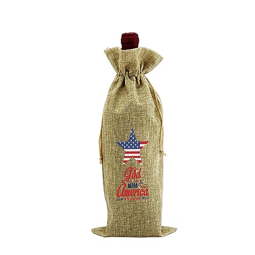 LUSandy DIY 5D Diamond Painting Wine Wrapping Bags Christmas Wine Bottle Bags Covers Crystal Diamond Art Linen Wine Gift Bag Champagne Bags for Christmas Wedding Birthday Party Supplies (Star)