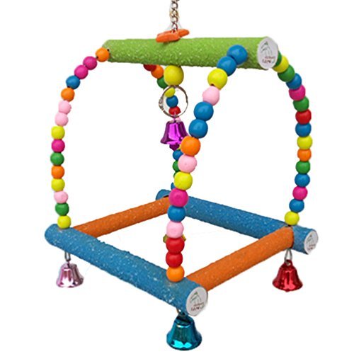 Keersi Small Medium Bird Swing Toy For For Pet Parrot Parakeet Cockatiel Conure Cockatoo African Grey Macaw Eclectus Amazon Lovebird Finch Canary Budgie Cage Wood Perch Stand #TOP2