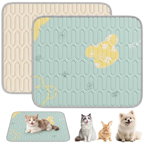 Ninonly Selbstkühlend Kühlmatte Hund Latexmatte Kühlmatte Katze Ohne Wasser Ohne Batterie rutschfest Tragbar perfekt für Hund Katze Sofas Zuhause Unterwegs Auto Grünes Bärenmotiv 50x70cm