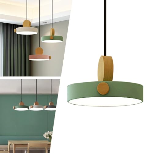 Mengjay Moderne LED Hängeleuchte,Pendelleuchte Industrial orbicular Hängelampe,3 Farben dimmbar LED Hängelampe Esszimmer, Esstischlampe Deckenlampe für Schlafzimmer Küchen Balkon (Grün)