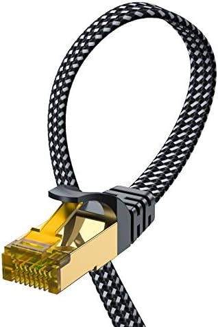 ARISKEEN Cat 8 Ethernet Cable 0.5M 2Pack, Cat8 Braided Flat High-Speed Gigabit Rj45 STP Shielded Internet Network Lan Patch Cable Cord for Xbox PS4 PS3 Modem Router Computer TV PC