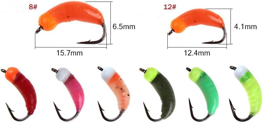 28-pcs ﻿7colors Boxed 8#12# Artificial Nymph Fly Lure, Fly Fishing Lure, Ice Fishing Barbed Fly Hook, Special Lure for Trout