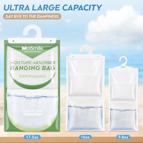 Image of Large Capacity Moisture Absorbers, 17.5oz., Fresh Scent Closet Dehumidifier Bags, Odor Eliminator & Humidity Absorber, Humidity Packs for Bathroom, Bedroom, Basement, Car, RV & Boat, 3 Pack