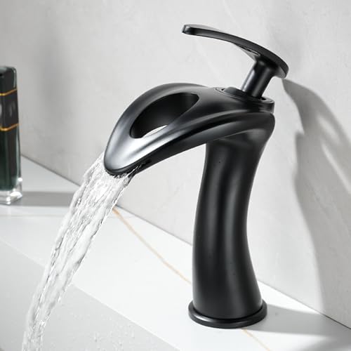 Robinets de lavabo cascade mitigeur de salle de bain blanc eau froide chaude levier unique haut