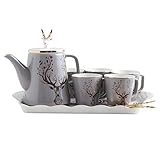 Kaffee-Teetassen-Set aus europäischem Knochenporzellan, Kaffeetassen-Set, Keramik-Porzellan-Teetassen-Set mit Tablett, Tee-Geschenksets, handgefertigtes Teeset, Kaffeeset, moderne Teesets, Tasse